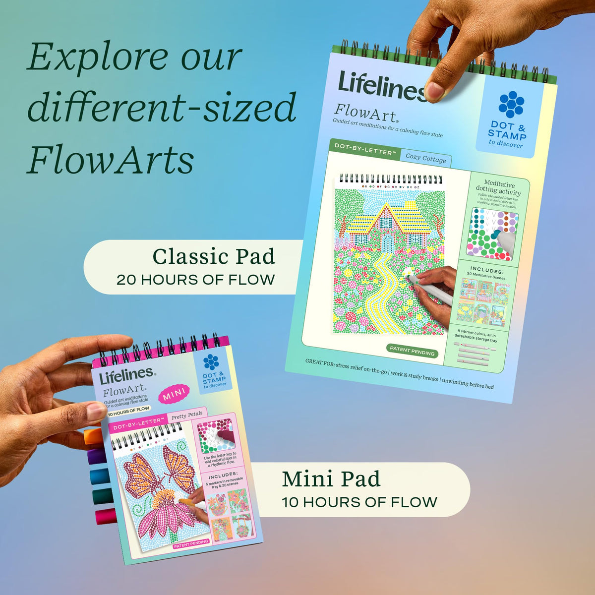 Lifelines FlowArt Activity Pads 3-Pack, Dot-by-Letter Guided Coloring Books Jansha Store