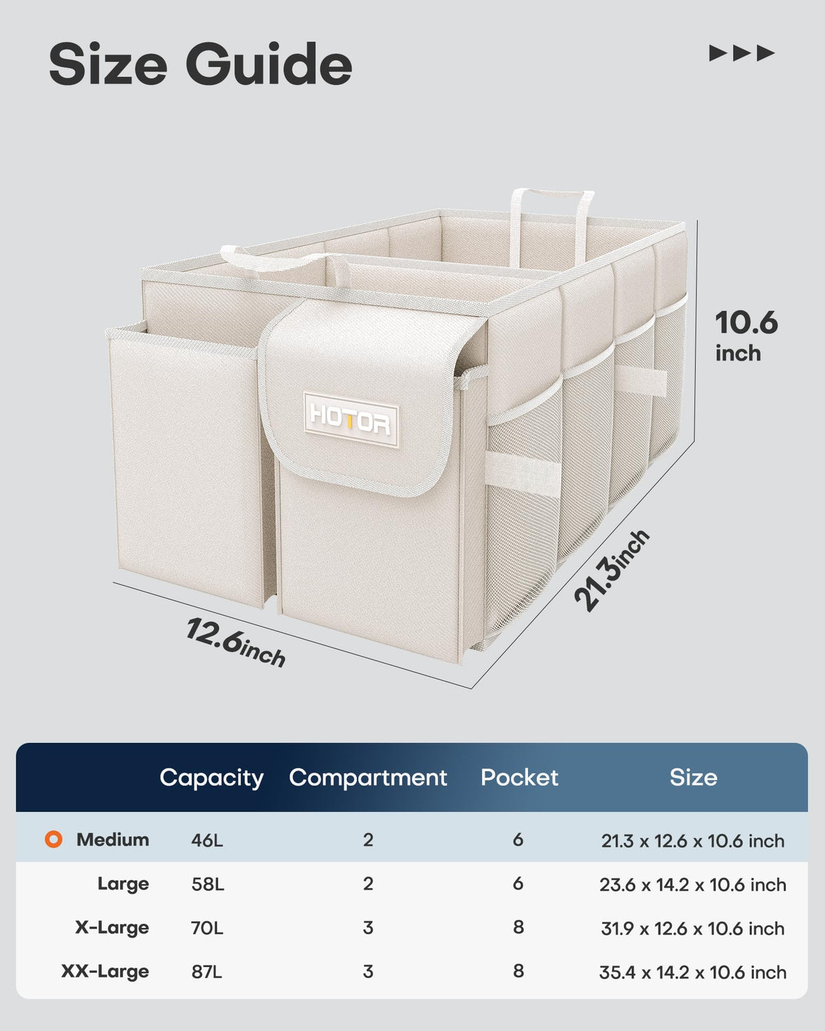 HOTOR Trunk Organizer - Foldable Car Organizer for SUVs & Sedans Storage Jansha Store