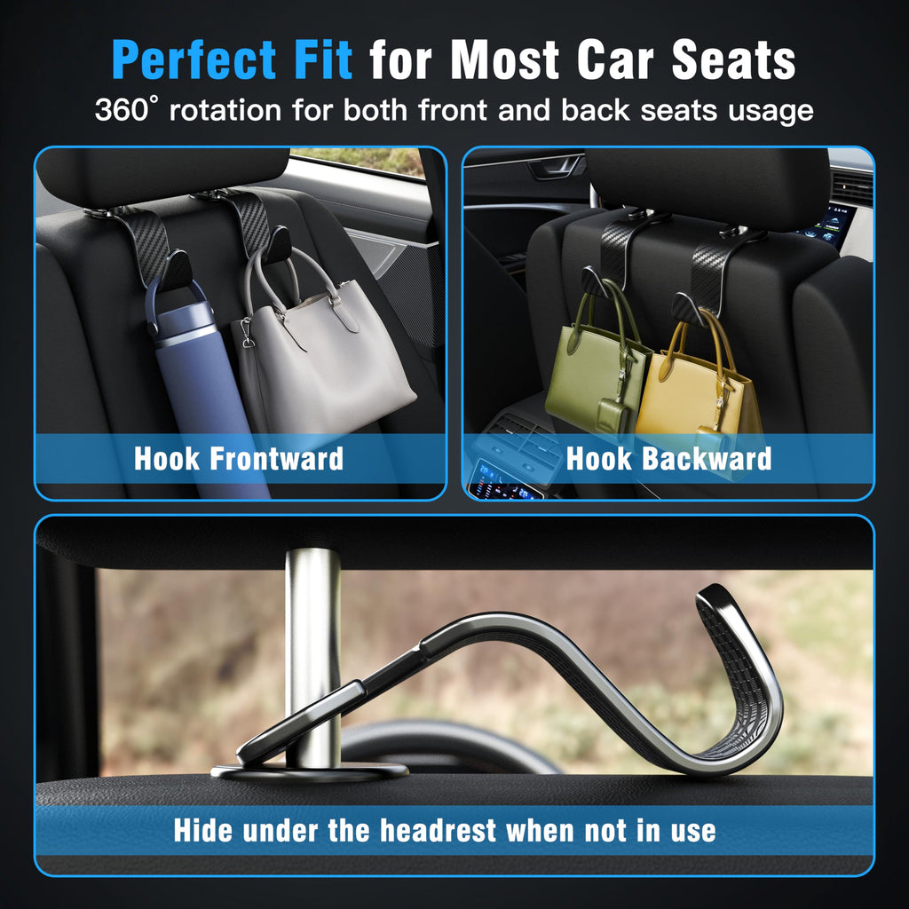 4-Pack Car Headrest Hooks Holds 55lbs Seat Storage Organizer for Bags Jansha Store