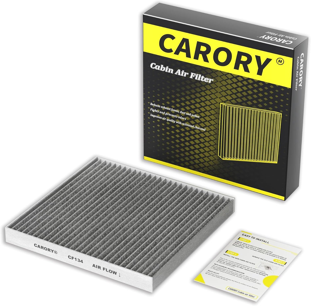 CARORY Cabin Air Filter w/Activated Carbon for Honda Accord 2003–2022, Civic 2006–2015, CR-V 2007–2016, Odyssey 2005–2017, Pilot 2009–2022, Ridgeline 2006–2025, Acura MDX 2007–2020, and More, CF134 Jansha Store
