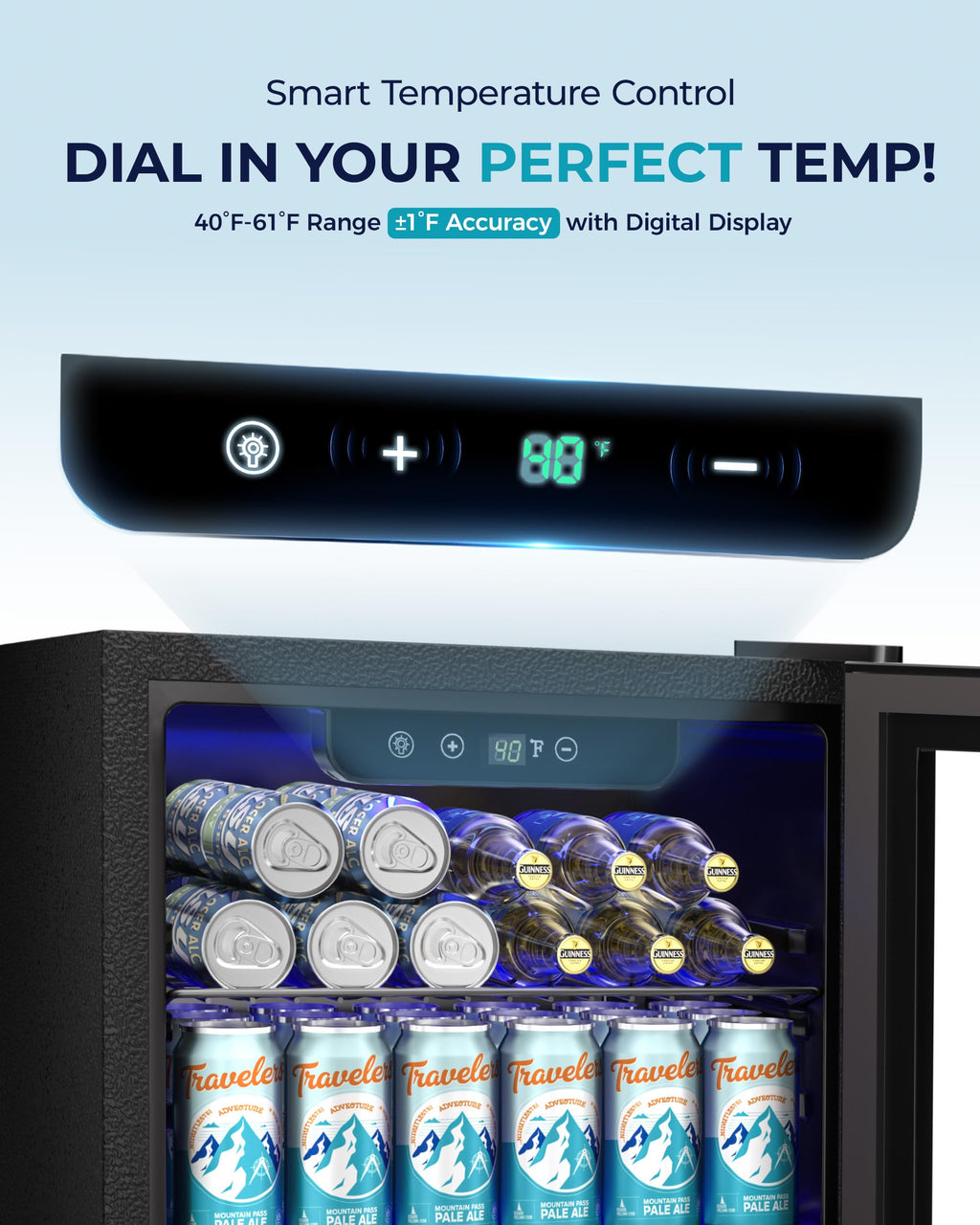 EUHOMY 145 Can Mini Fridge, 4.5 Cu.ft Beverage Refrigerator with Glass Door Jansha Store