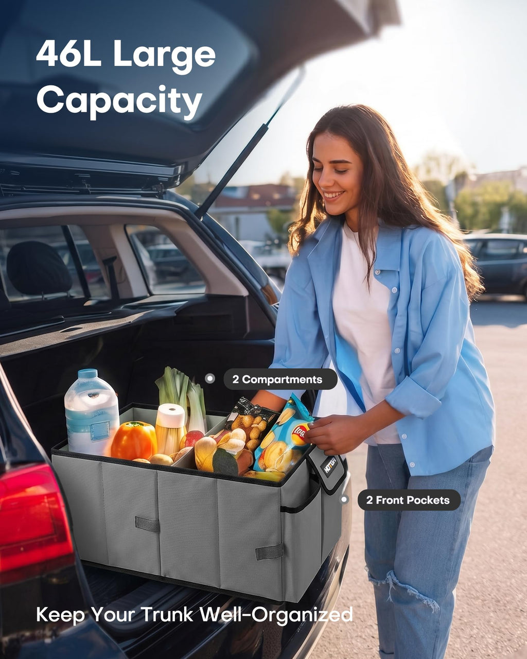 HOTOR Trunk Organizer - Foldable Car Organizer for SUVs & Sedans Storage Jansha Store