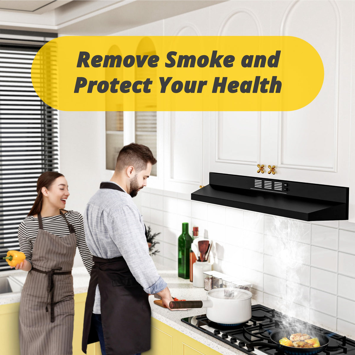 FIREGAS Range Hood 30 inch Under Cabinet, White Range Hood, Kitchen Hood Jansha Store