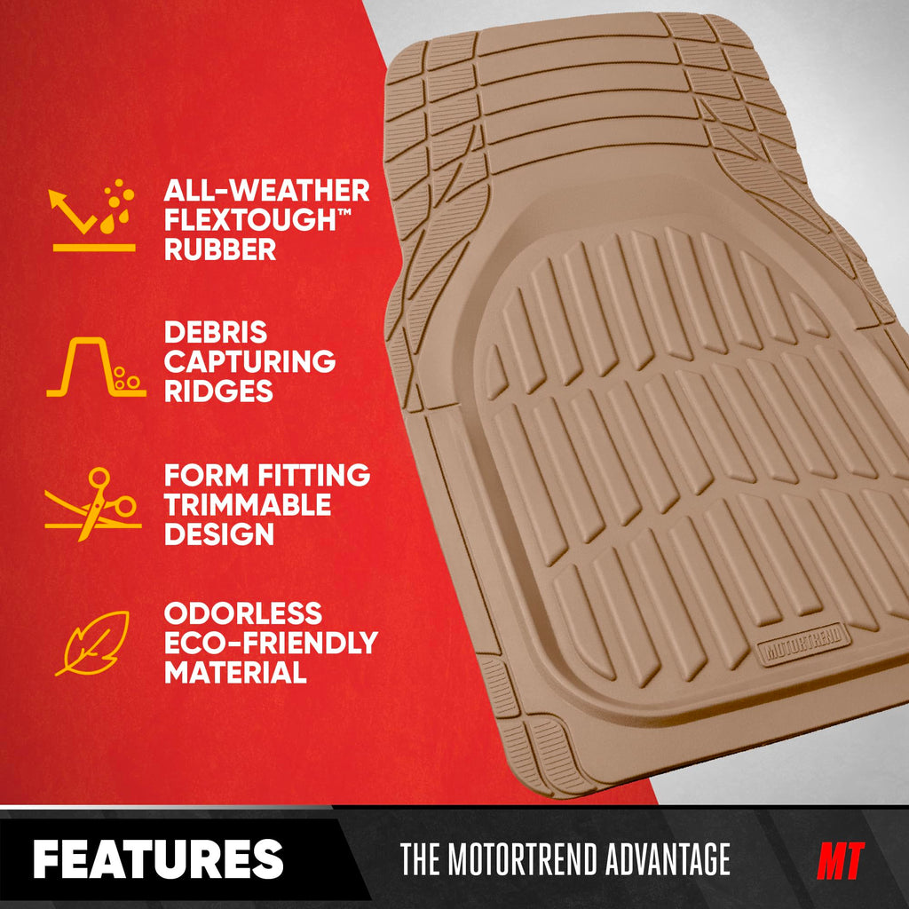 Motor Trend FlexTough Floor Mats for Cars, Black Deep Dish All-Weather Car Mats, Waterproof Trim-to Fit Automotive Floor Mats for Cars Trucks SUV, Universal Floor Liner Car Accessories Jansha Store