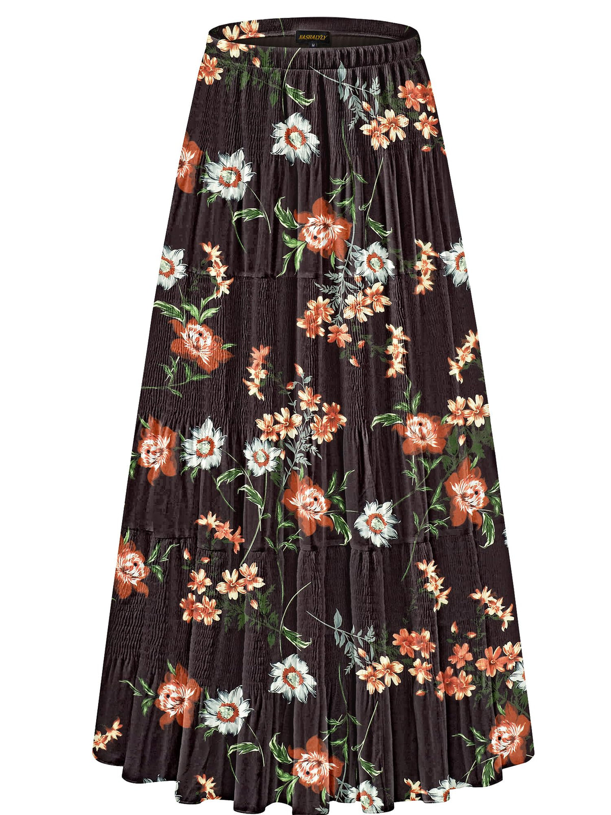 NASHALYLY Women's Chiffon Elastic High Waist Pleated A-Line Maxi Skirts Jansha Store