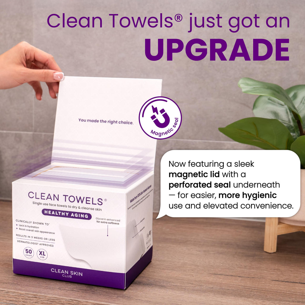 Clean Skin Club Clean Towels XL® Original 50 Ct + Healthy Aging 10ct Travel Pack Duo, 100% USDA Biobased Disposable Face Towels, Makeup Remover Dry Wipes, Ultra Soft, Smooths Fine Lines & Wrinkles Jansha Store