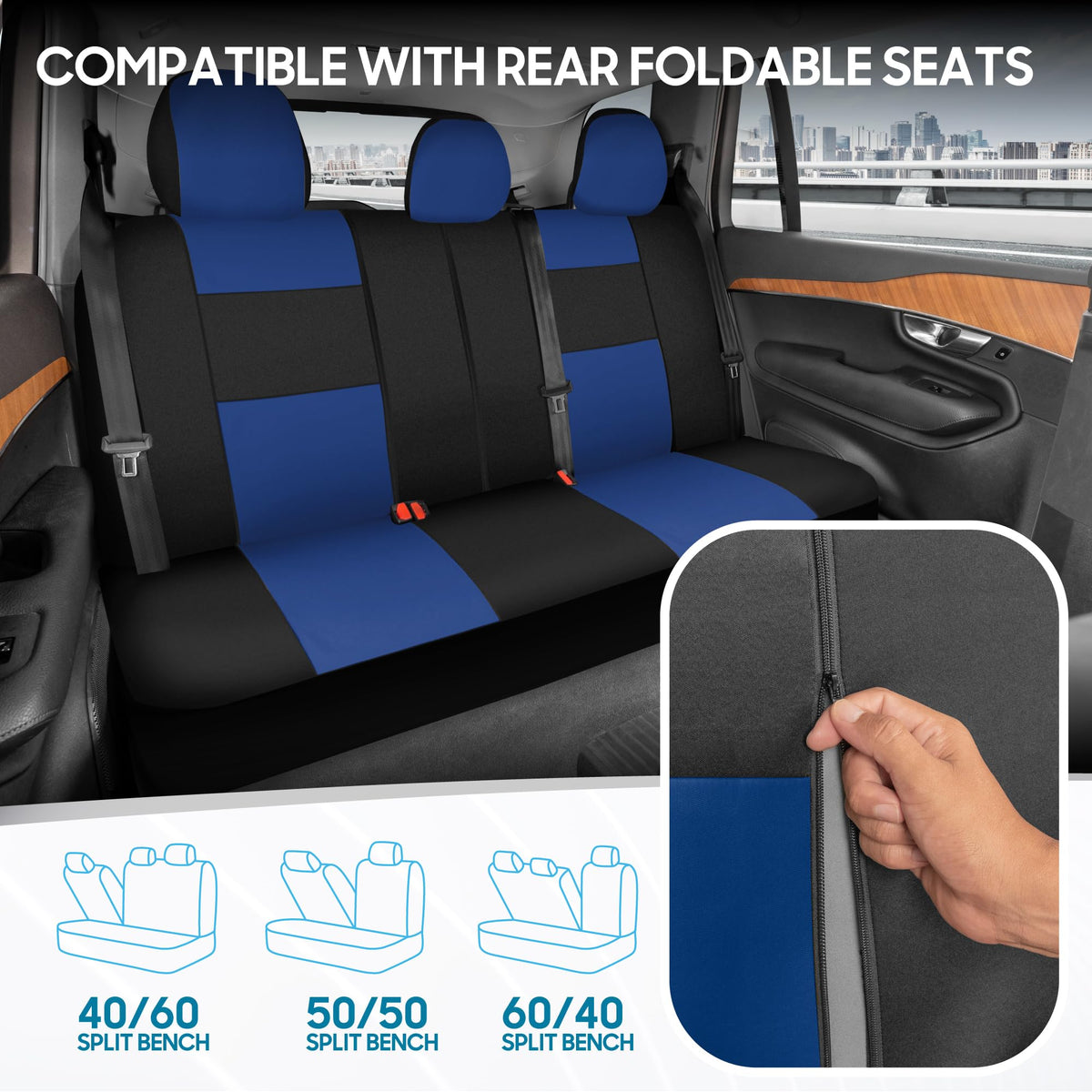 BDK PolyPro Car Seat Covers Full Set in Solid Black, Front and Rear Split Bench Seat Covers for Cars, Easy to Install Car Seats Cover Set and Accessories for Auto Trucks Van SUV - Solid Black Jansha Store