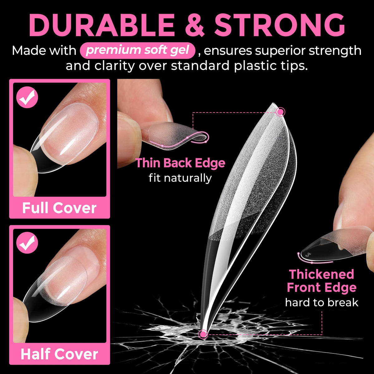 UNA GELLA Extra Short Square Kids Nail Tips 216Pcs Squoval Press On Nails Jansha Store