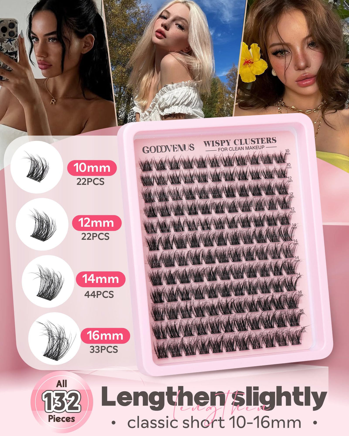 Brown Lash Clusters Natural For Soft Glam 300Pcs Wispy Lashes Cluster Eyelash Cluster Extensions C Curve Individual Lashes DIY Lash Extension Waterproof & Long - Lasting (10-16mm) Jansha Store