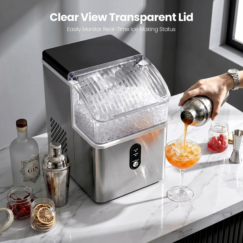 Crzoe Nugget Ice Maker Countertop, 35lbs/Day, Portable Pebble Ice Machine Jansha Store