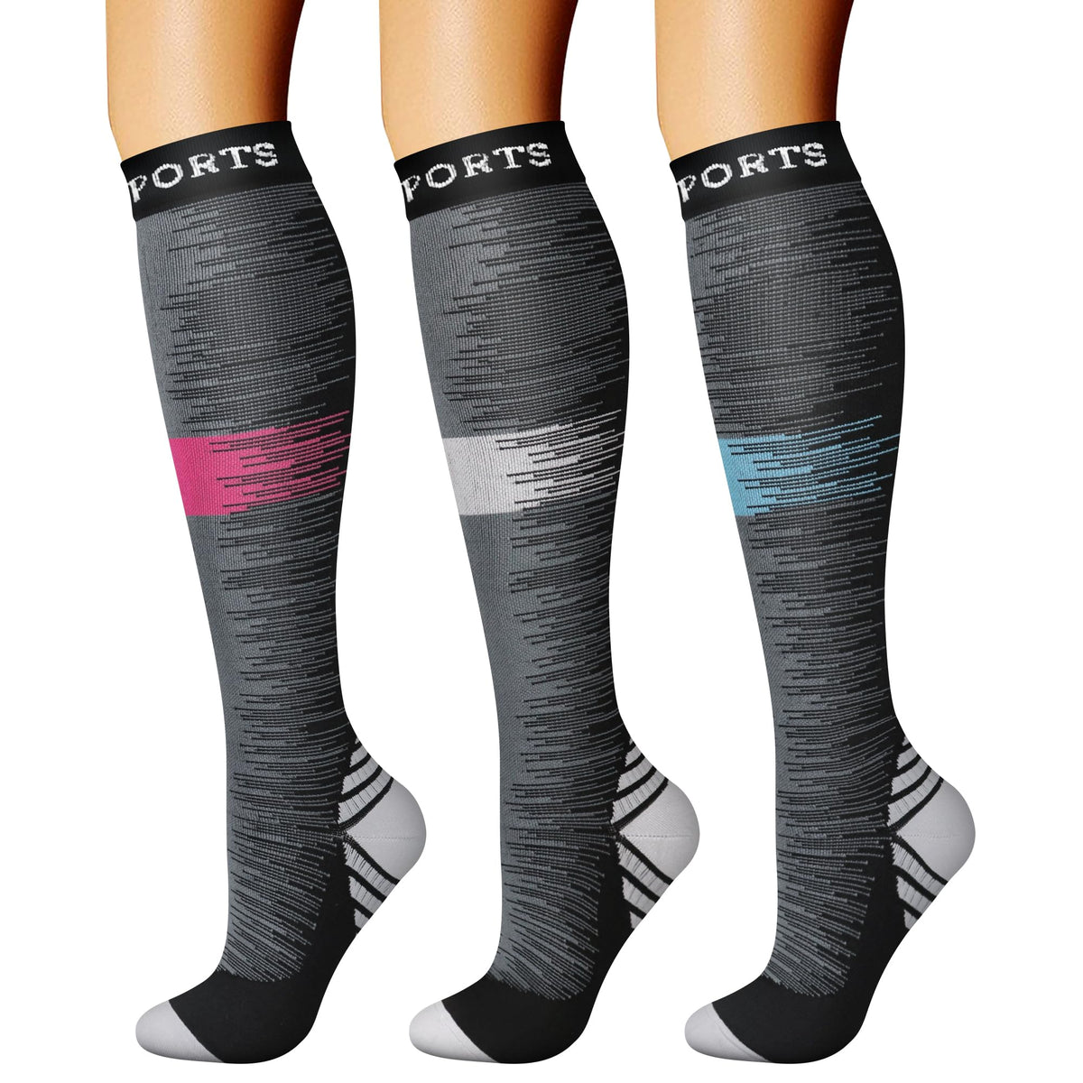 CHARMKING Compression Socks for Women & Men Circulation (3 Pairs) 15-20 mmHg is Best Support for Athletic Running Cycling Jansha Store
