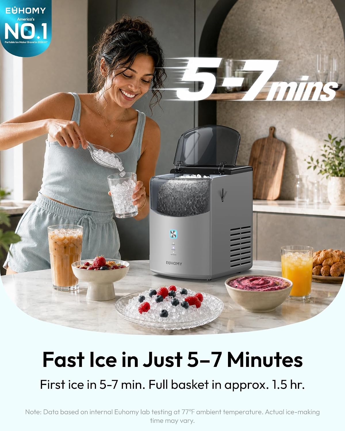 Euhomy Countertop Nugget Ice Maker, 35lbs Daily Sonic Crushed Ice Machine Jansha Store