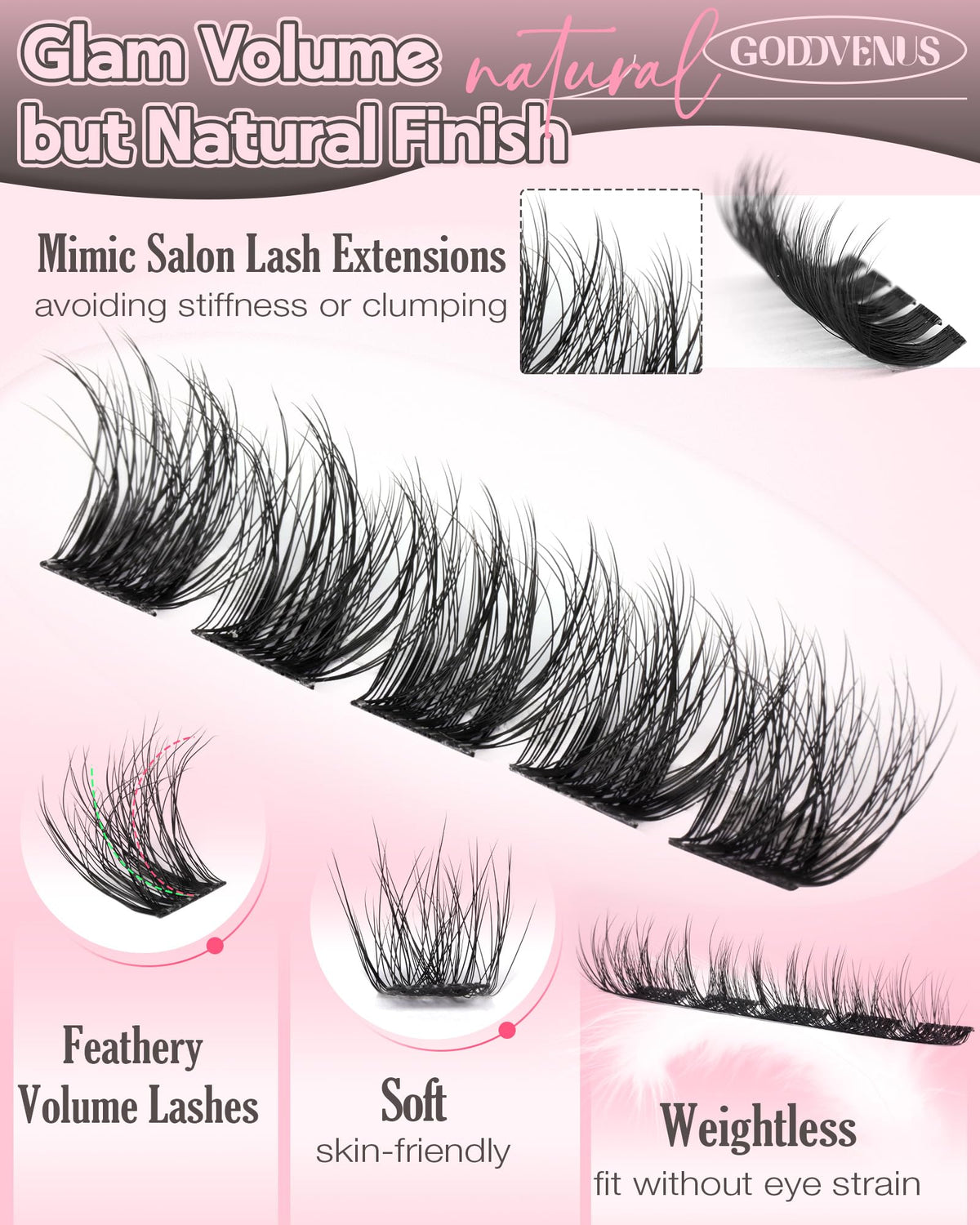Brown Lash Clusters Natural For Soft Glam 300Pcs Wispy Lashes Cluster Eyelash Cluster Extensions C Curve Individual Lashes DIY Lash Extension Waterproof & Long - Lasting (10-16mm) Jansha Store