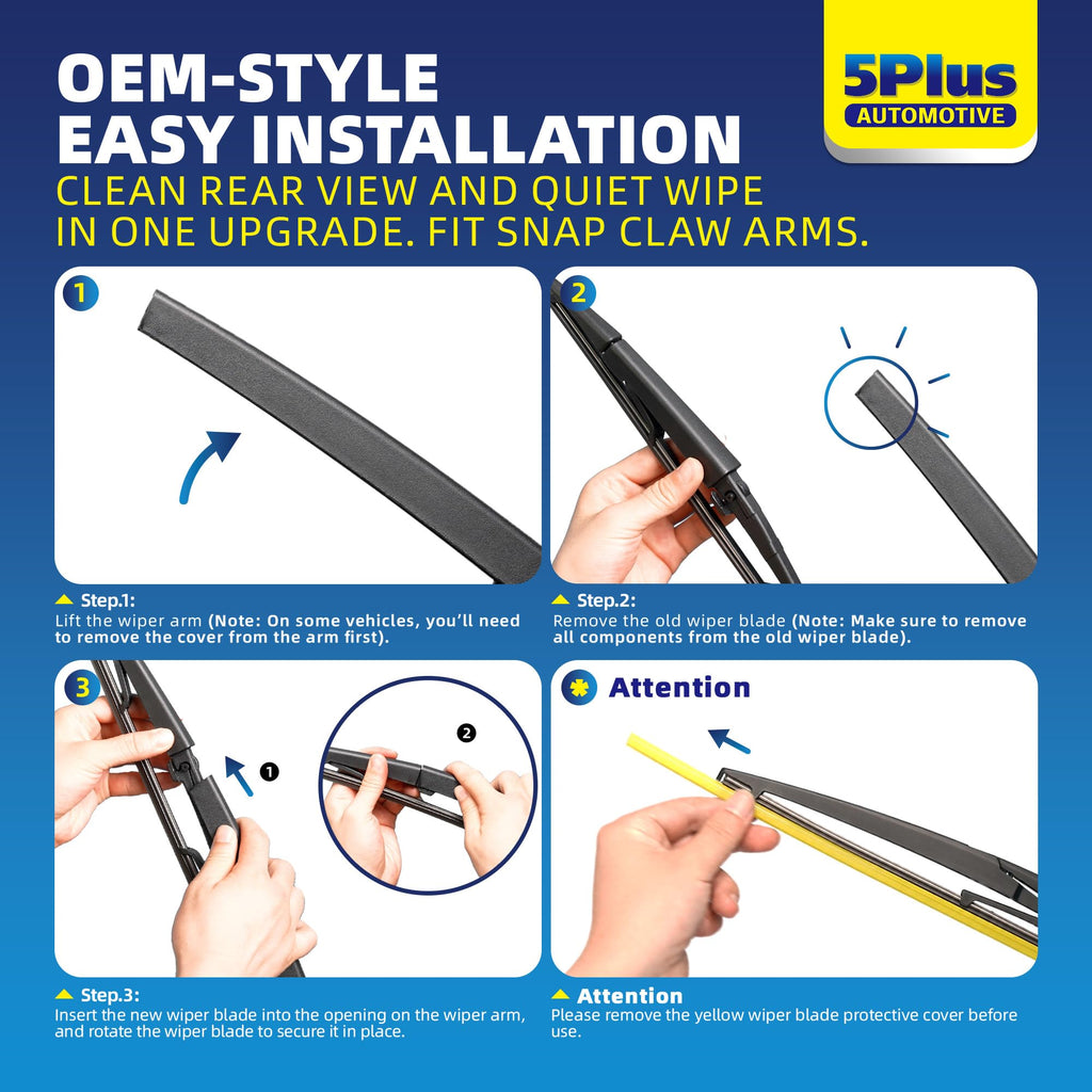 5 PLUS RearQuiet 12 Inch Rear Wiper Blade,OEM Replacement Rear Window Wiper Jansha Store