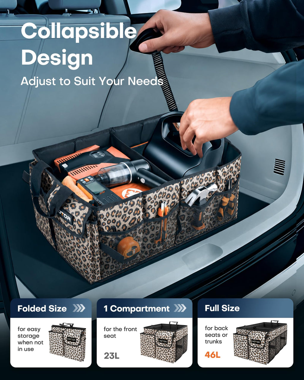 HOTOR Trunk Organizer - Foldable Car Organizer for SUVs & Sedans Storage Jansha Store