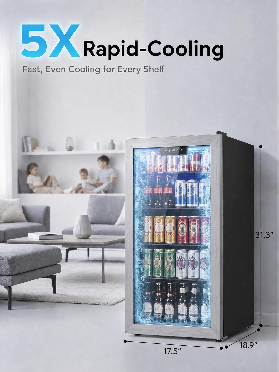 Icyglee 3.2 Cu.Ft Beverage Refrigerator Cooler, 126 Can Mini Fridge,Silver Jansha Store