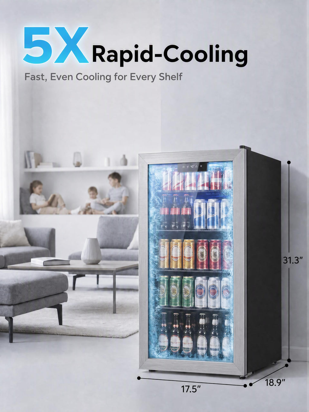 Icyglee 126 Can Mini Fridge, 3.2 Cu.Ft Beverage Refrigerator, Drink Cooler Jansha Store