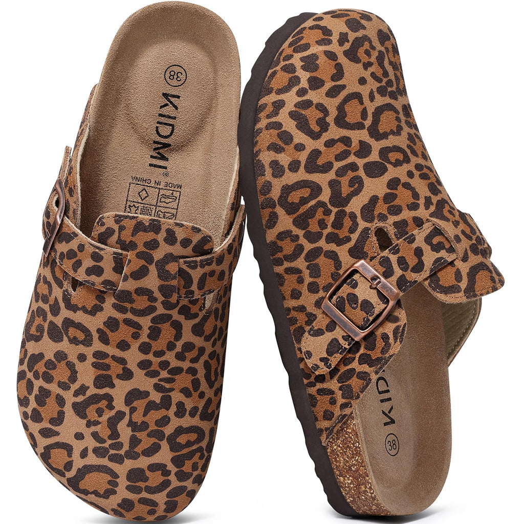 KIDMI Genuine Suede Clogs for Women Men Cork Footbed Mules Potato Shoes Jansha Store