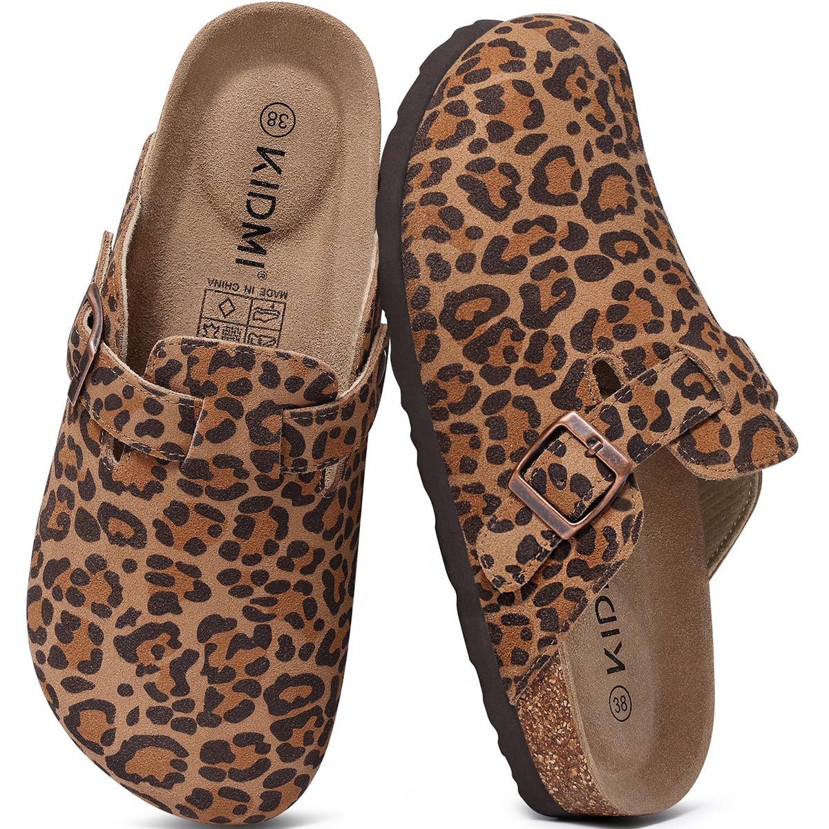 KIDMI Genuine Suede Clogs for Women Men Cork Footbed Mules Potato Shoes Jansha Store