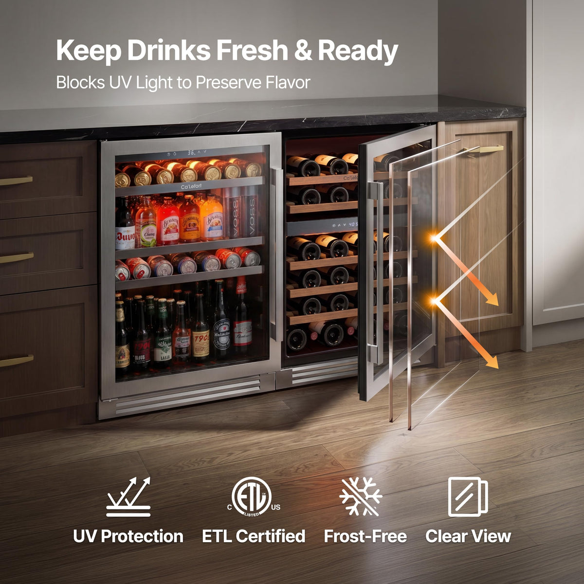 Ca'Lefort 24'' Beverage Refrigerator, 180 Can Beverage Fridge Under Counter Jansha Store