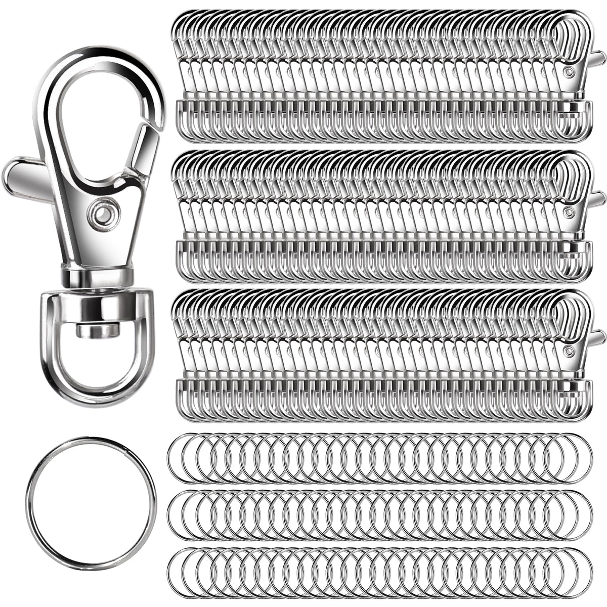 LEOBRO 70PCS Lobster Claw Clasps and Key Rings, 35PCS Keychains Clips and 35PCS Key Chain Ring, Keychain Making kit for Key Chain, Jewelry Making, Art Crafts, Silver Jansha Store