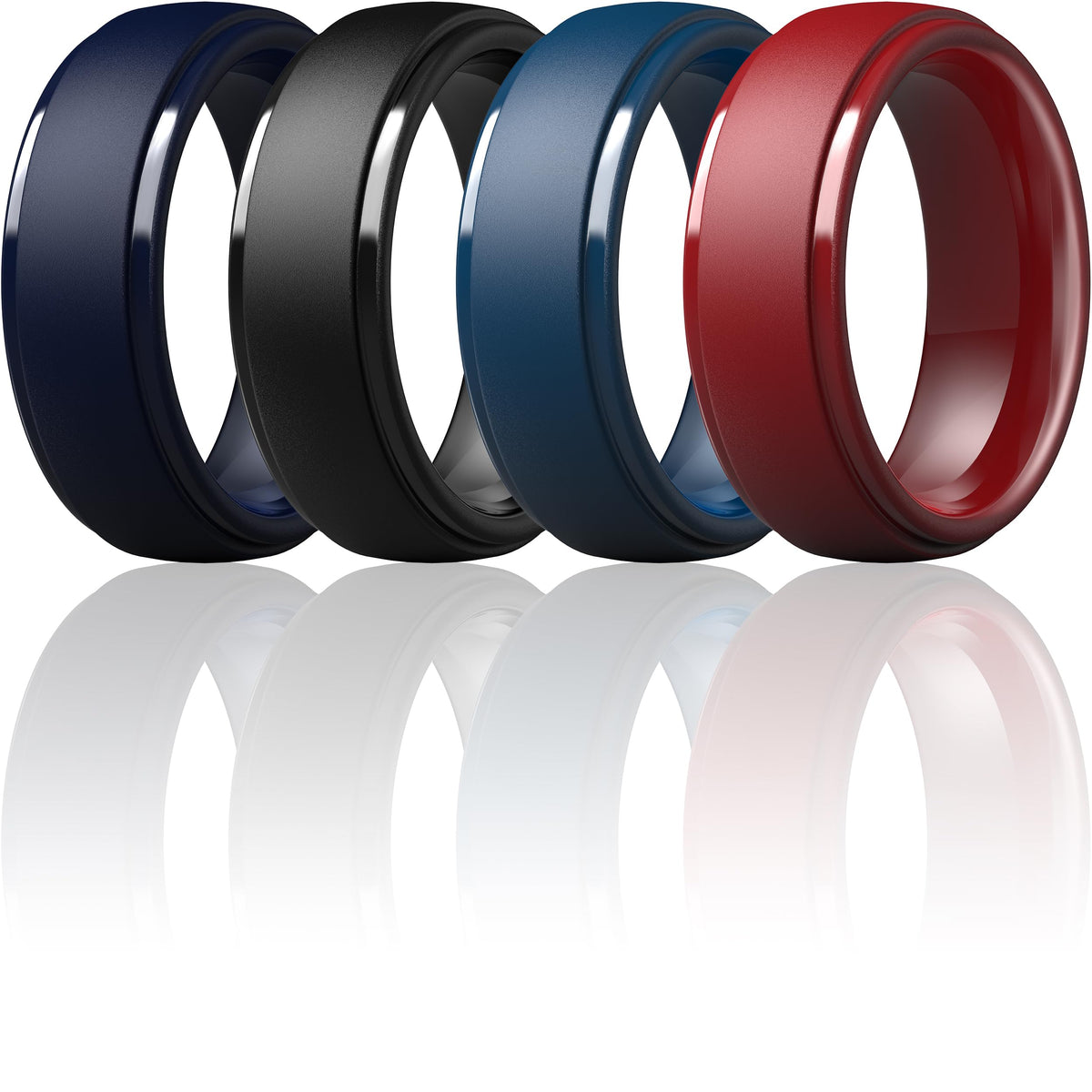 ThunderFit Silicone Rings for Men, Step Edge Rubber Wedding Bands 10mm Wide Jansha Store