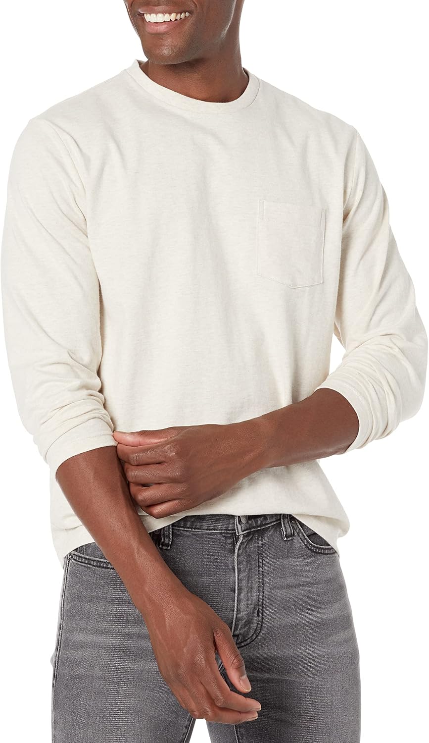 Amazon Essentials Men's Regular-Fit Crewneck Long-Sleeve T-Shirt, Casual Cotton Jersey Jansha Store