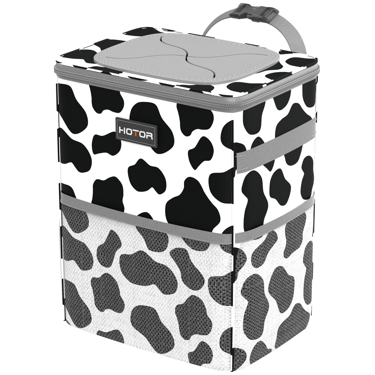 Black 2-gallon leakproof car trash can organizer with lid