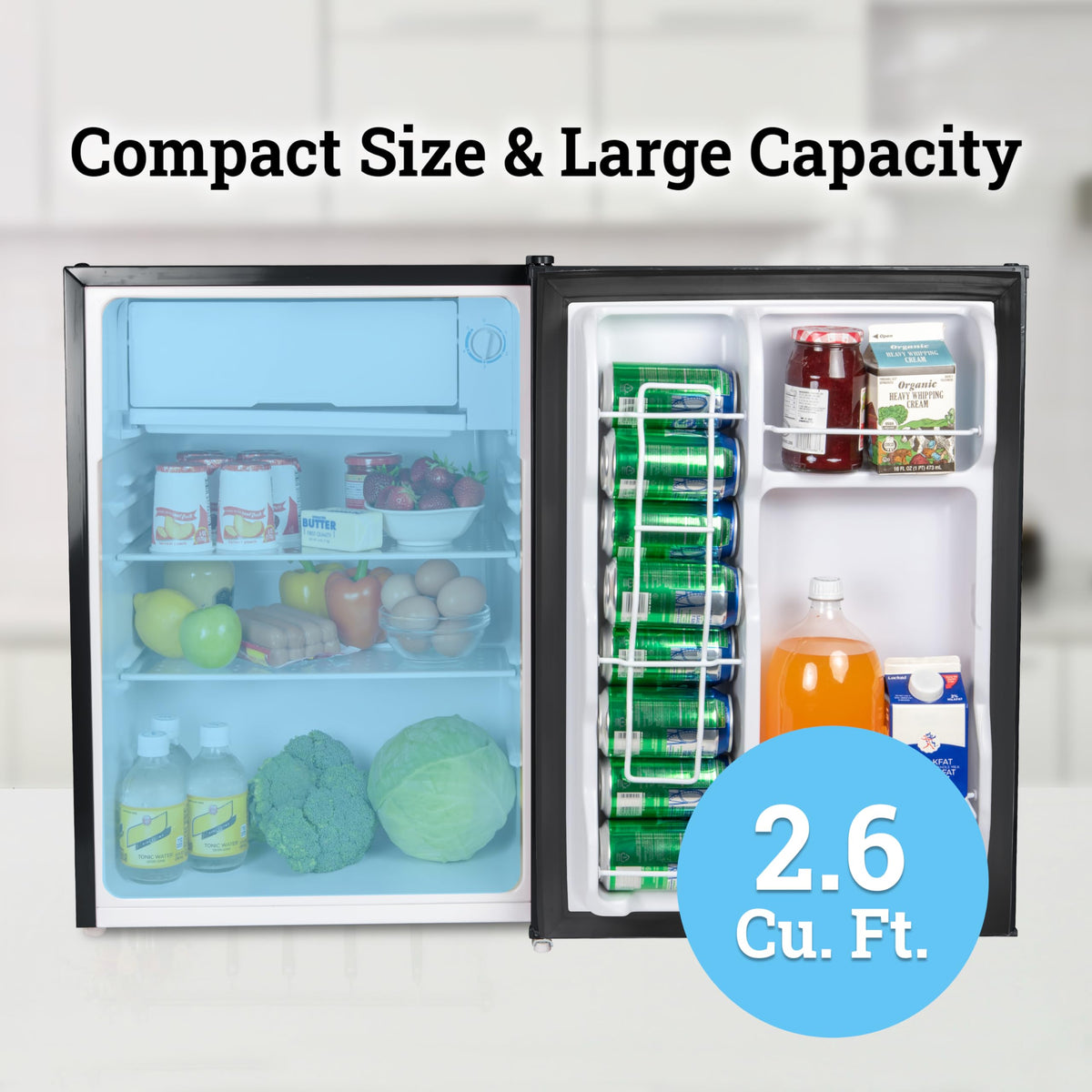 Igloo 3.2 Cu.Ft. Mini Fridge with Freezer - Single Door Compact Refrigerator with Glass Shelves for Homes, Dorms & Offices- Keep Snacks, Drinks & Frozen Foods Cool with Temperature Control Mini Fridge Jansha Store