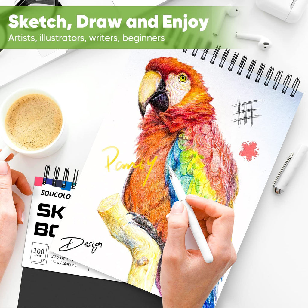 Soucolor Sketch Book 9" x 12", 100 Sheets Kids Art Sketchbook Drawing Pad Jansha Store
