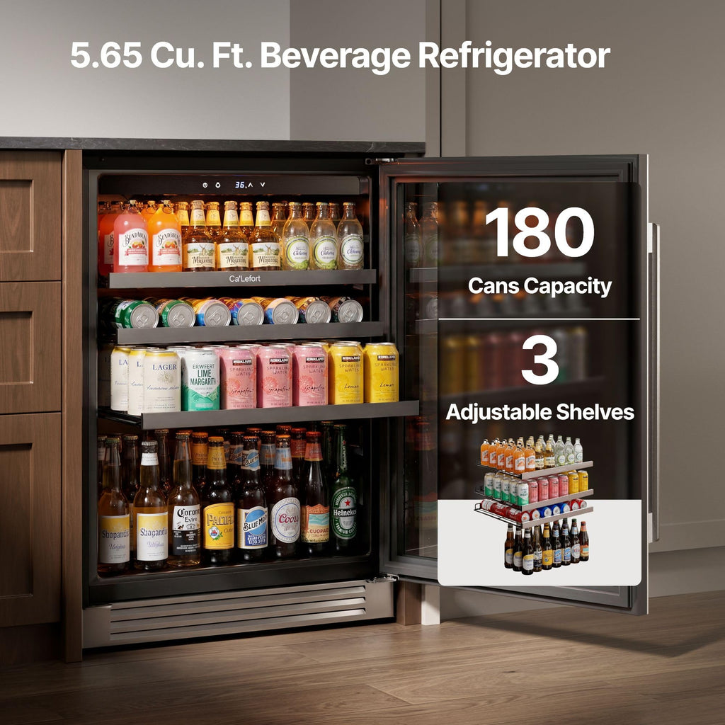 Ca'Lefort 24'' Beverage Refrigerator, 180 Can Beverage Fridge Under Counter Jansha Store