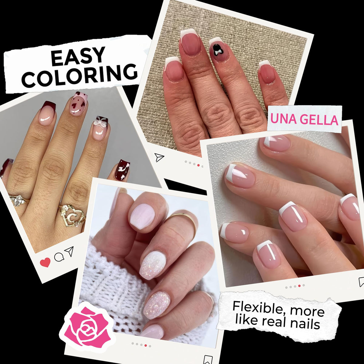 UNA GELLA Extra Short Square Kids Nail Tips 216Pcs Squoval Press On Nails Jansha Store