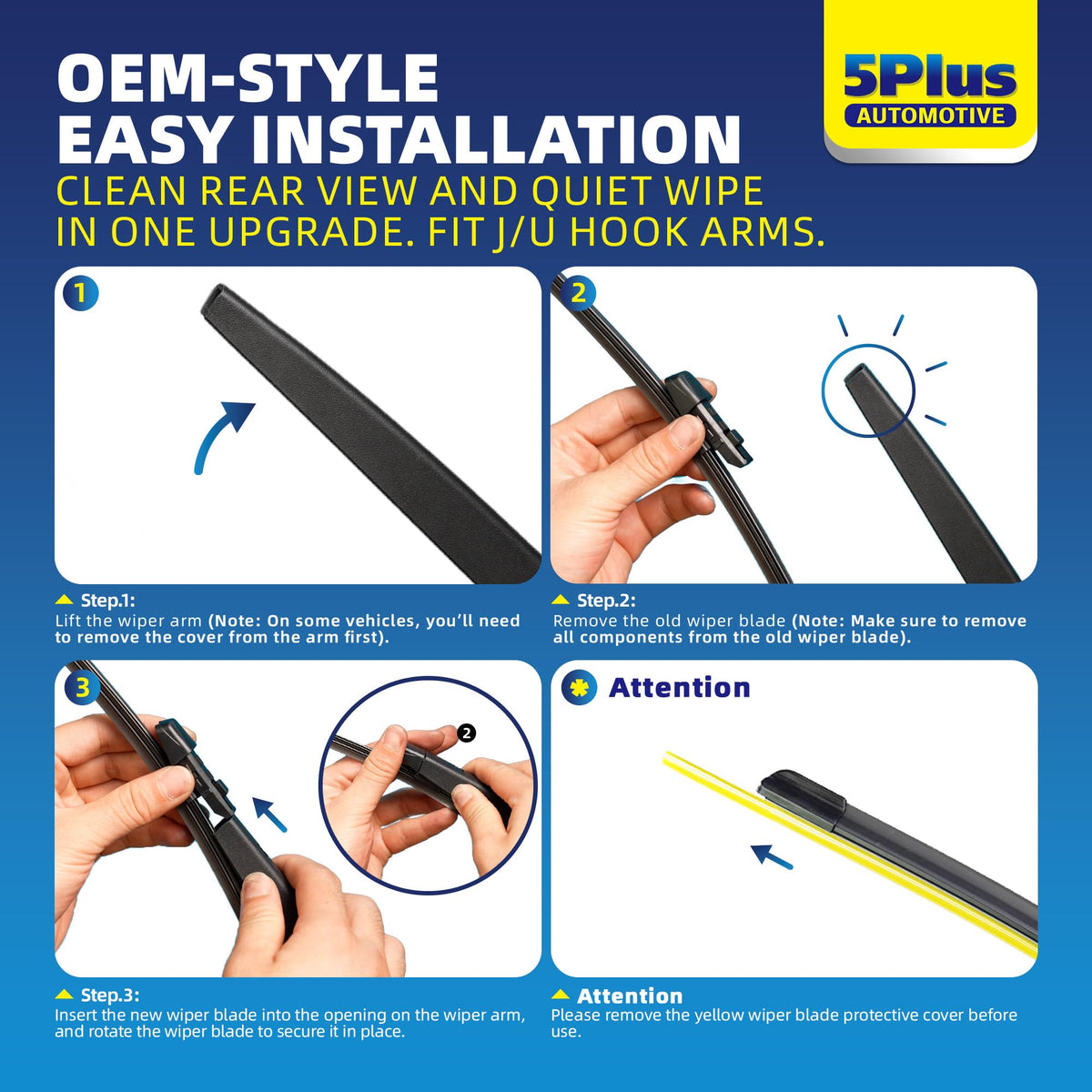5 PLUS RearQuiet 12 Inch Rear Wiper Blade,OEM Replacement Rear Window Wiper Jansha Store