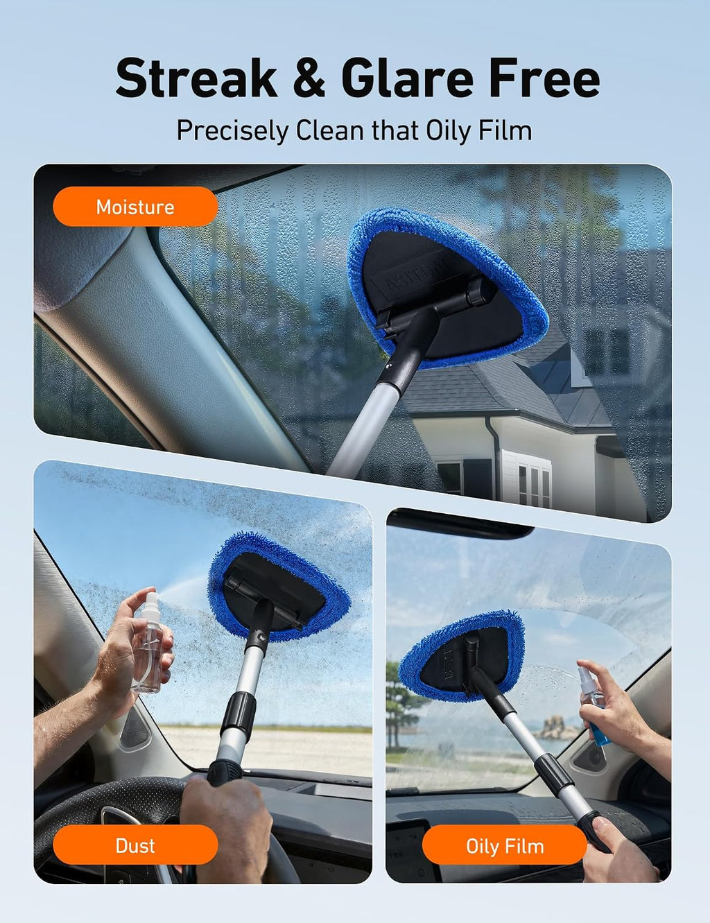 AstroAI Windshield Cleaner Tool & Car Interior Detailing Kit, Blue, 21 in Jansha Store