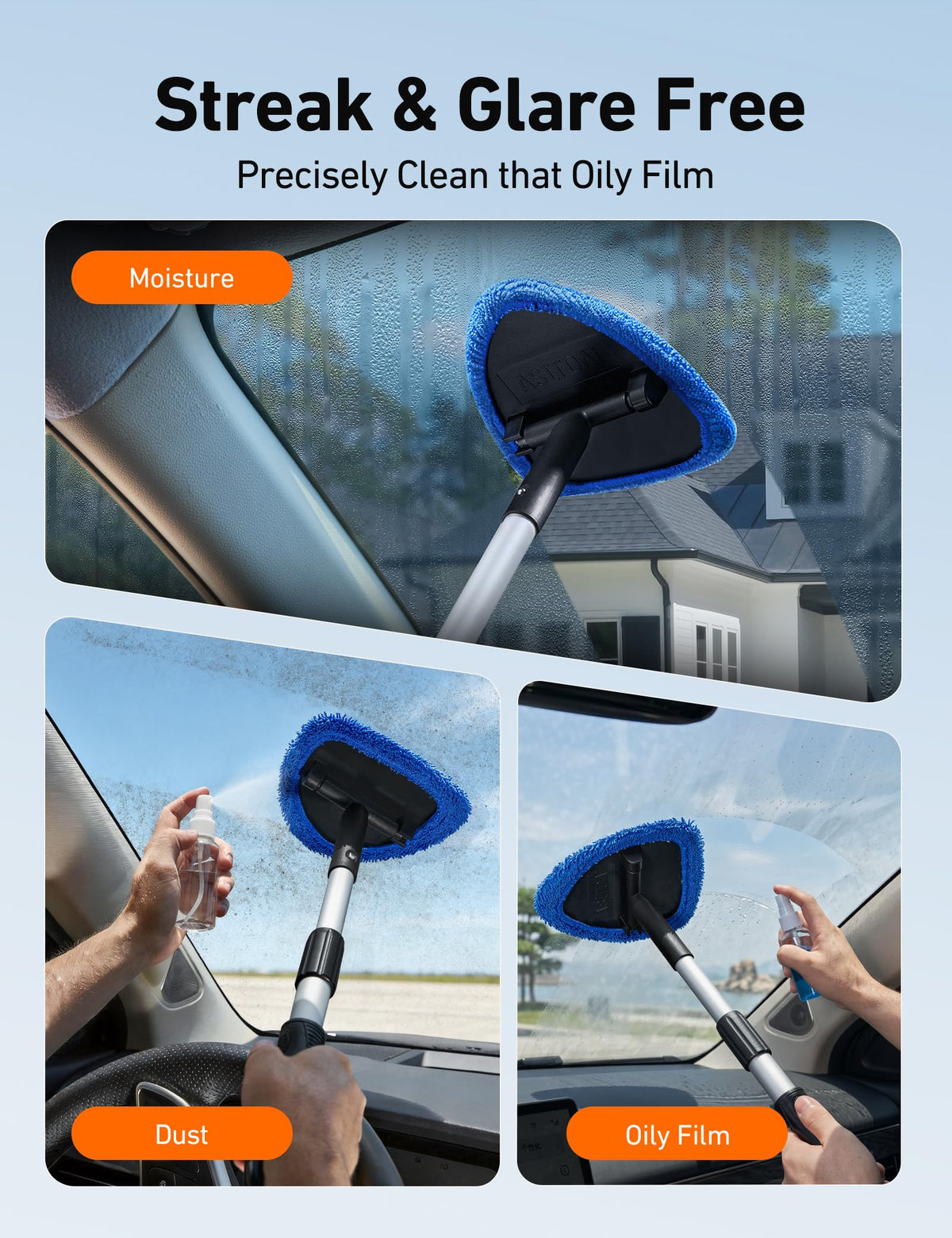 AstroAI Windshield Cleaner Tool & Car Interior Detailing Kit, Blue, 21 in Jansha Store