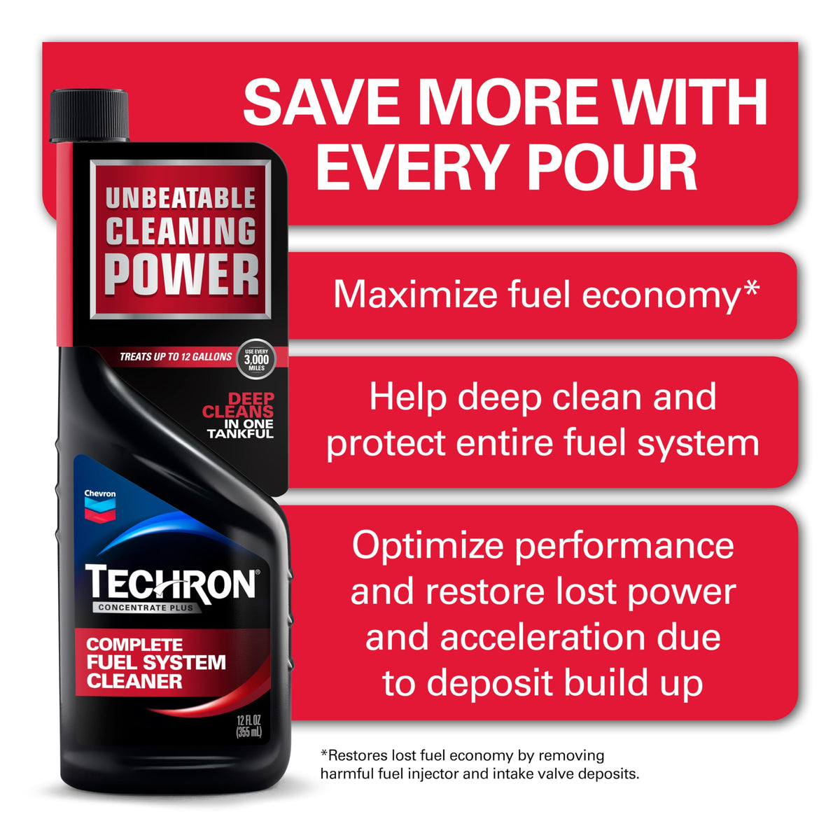 Chevron 65740-6PK 65740-CASE Techron Concentrate Plus Fuel System Cleaner - 20 oz., (Pack of 6) Jansha Store