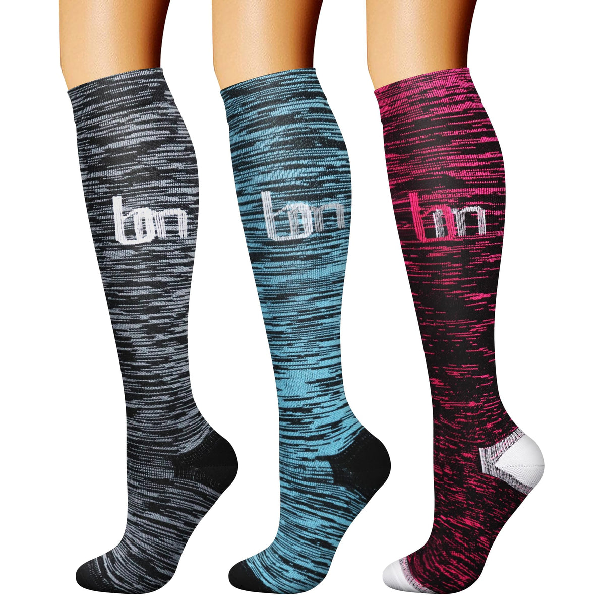 CHARMKING Compression Socks for Women & Men Circulation (3 Pairs) 15-20 mmHg is Best Support for Athletic Running Cycling Jansha Store