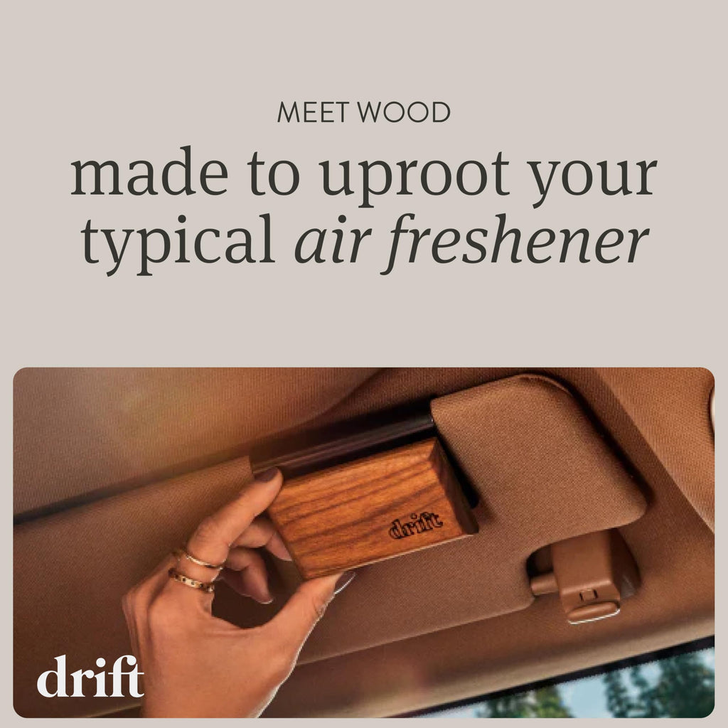 Drift Car Air Freshener - The Original Wood Air Freshener - Car Odor Eliminator - Long Lasting Scent - Auto Accessories - Metal Clip - Essential Oils - Clean Ingredients - Teak Scent Starter Kit Jansha Store
