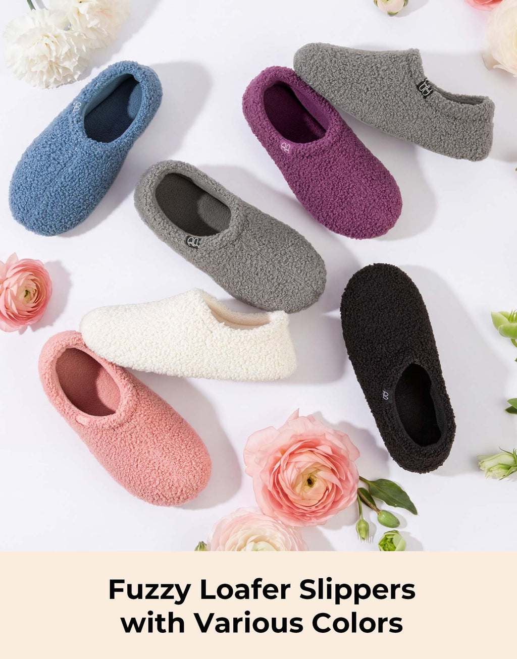 HomeTop Women's Fuzzy Curly Fur Fleece Lining Memory Foam Loafer Slippers Jansha Store