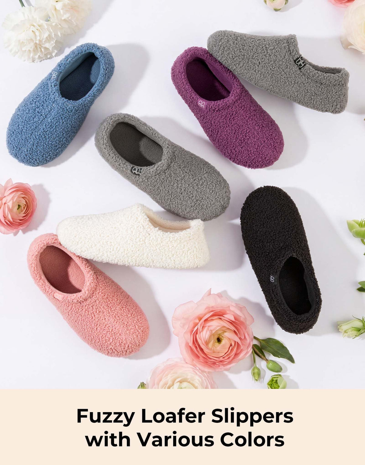 HomeTop Women's Fuzzy Curly Fur Fleece Lining Memory Foam Loafer Slippers Jansha Store