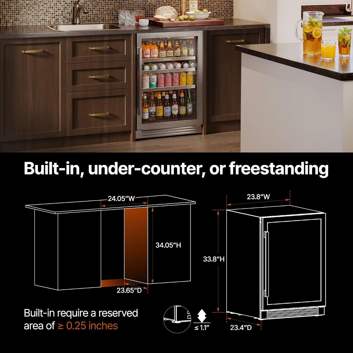 Ca'Lefort 24'' Beverage Refrigerator, 180 Can Beverage Fridge Under Counter Jansha Store
