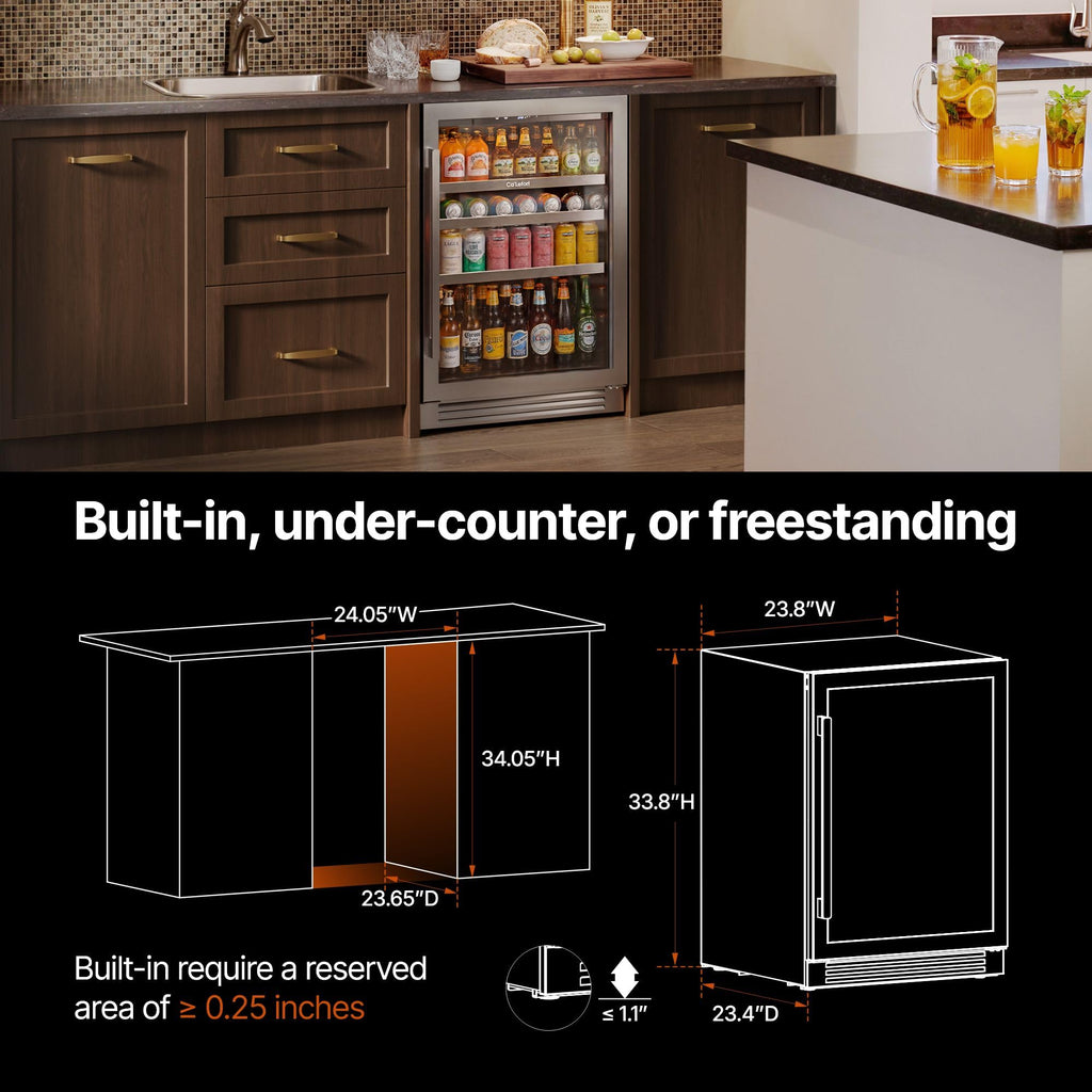 Ca'Lefort 24'' Beverage Refrigerator, 180 Can Beverage Fridge Under Counter Jansha Store
