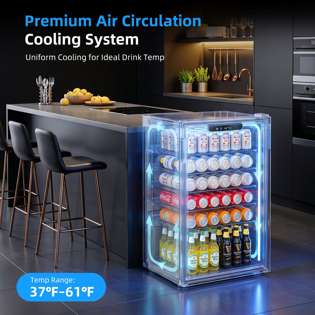 Antarctic Star Beverage Refrigerator Cooler 68 Can, Mini Fridge with Glass Door for Beer Drinks Wine,Freestanding Small Fridge with Electronic Temperature Control for Home and Bar,1.7 cu.ft Jansha Store