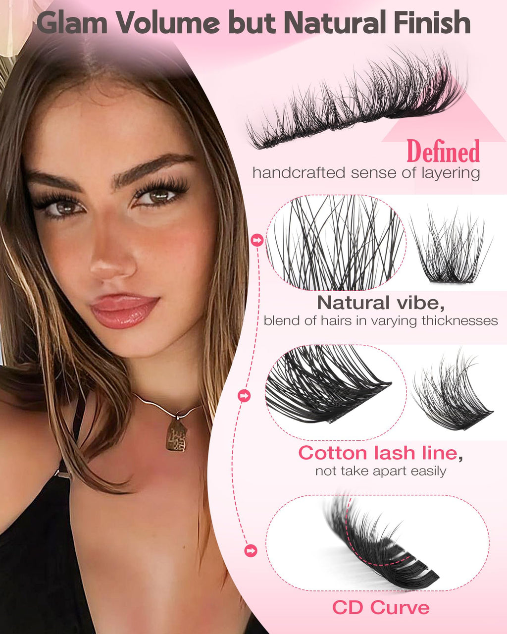 Brown Lash Clusters Natural For Soft Glam 300Pcs Wispy Lashes Cluster Eyelash Cluster Extensions C Curve Individual Lashes DIY Lash Extension Waterproof & Long - Lasting (10-16mm) Jansha Store