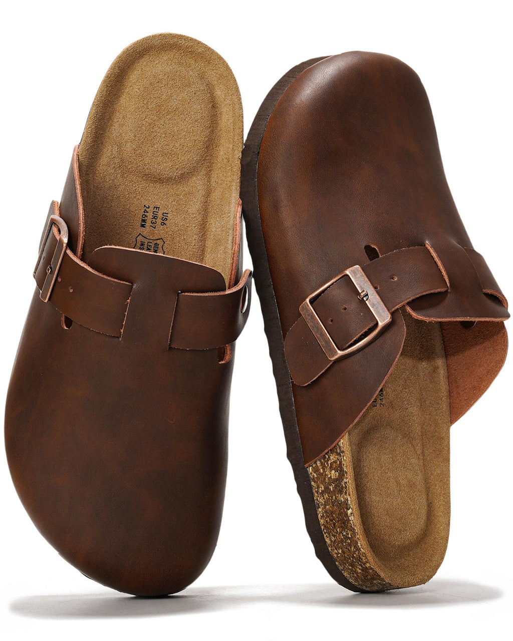 Project Cloud 100% Genuine Leather Womens Cork Footbed Clogs for Women Jansha Store