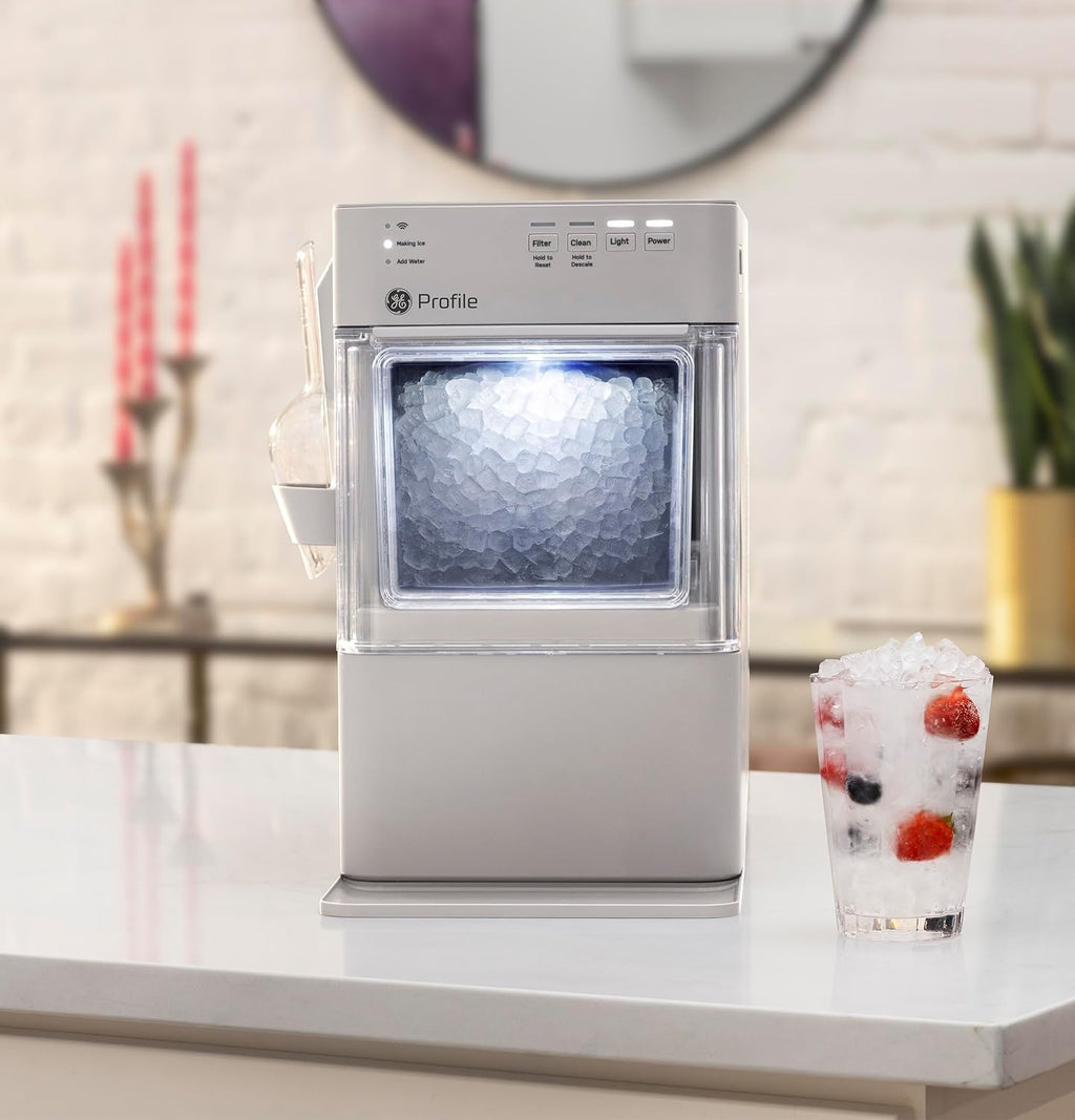 GE Profile Opal Mini Nugget Ice Maker, Portable Countertop Pellet Ice Machine, Soft Chewable Ice, 36 lbs Per Day, Top Fill Water Reservoir, 2 lb Bin, 6 Pack Descaler & Scoop Included, Stone Grey Jansha Store