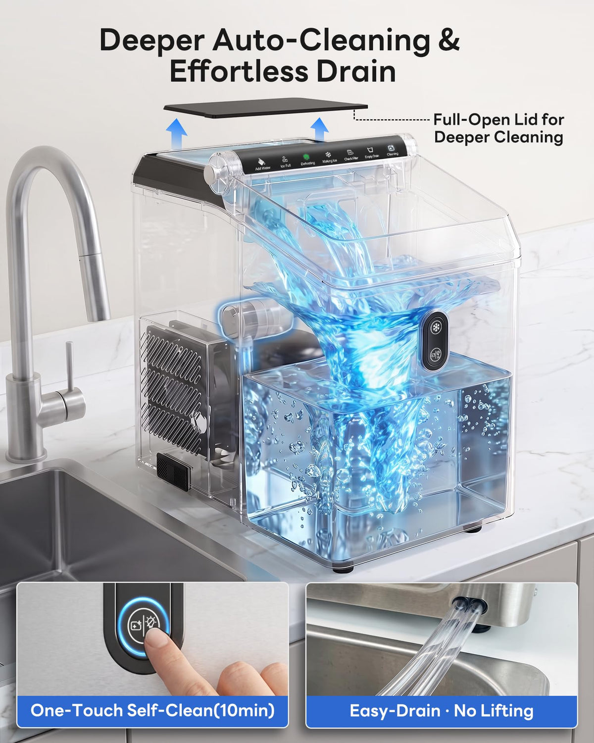 Nugget Ice Maker Countertop,55LBS/Day Ready in 4 Mins, Stainless Steel Jansha Store