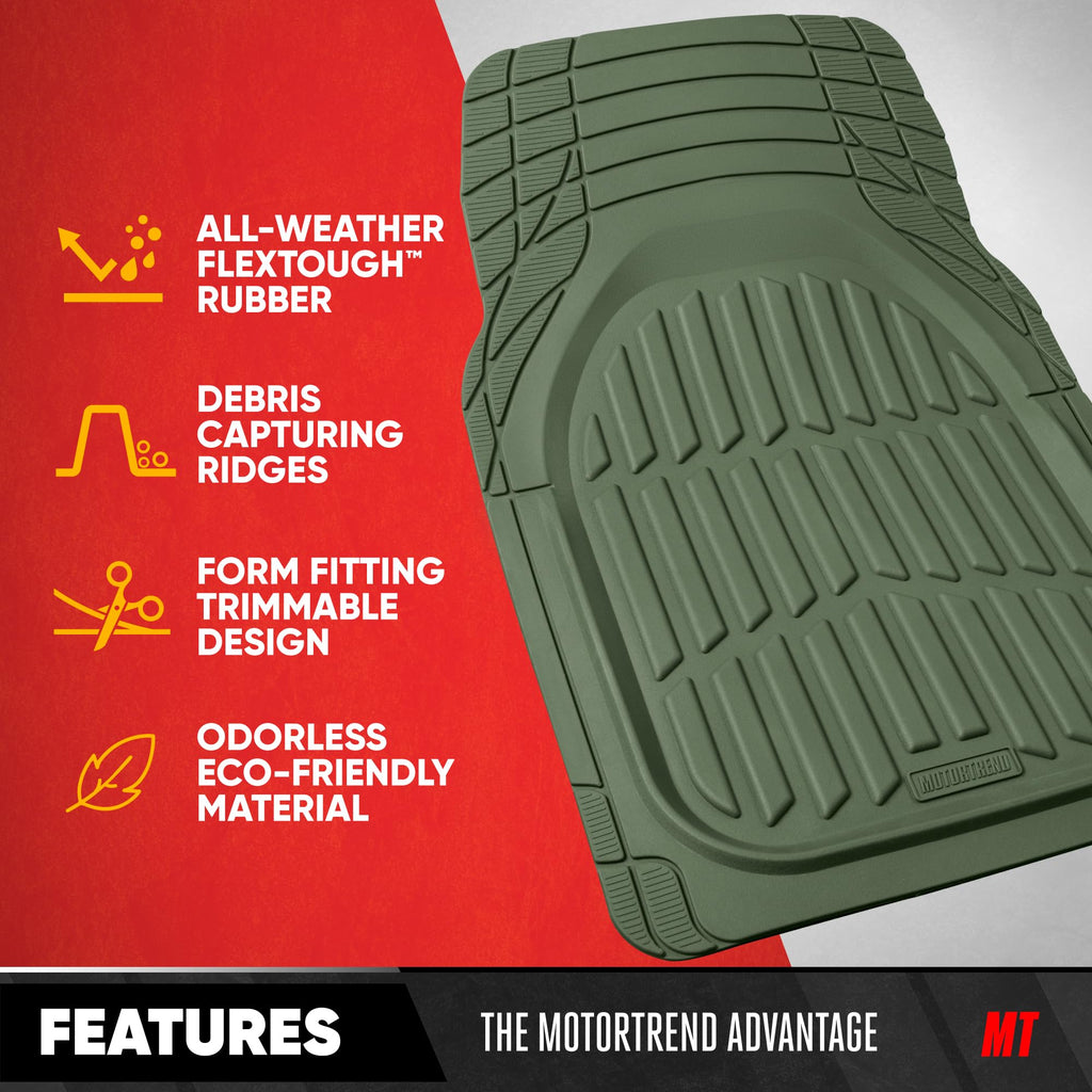 Motor Trend FlexTough Floor Mats for Cars, Black Deep Dish All-Weather Car Mats, Waterproof Trim-to Fit Automotive Floor Mats for Cars Trucks SUV, Universal Floor Liner Car Accessories Jansha Store