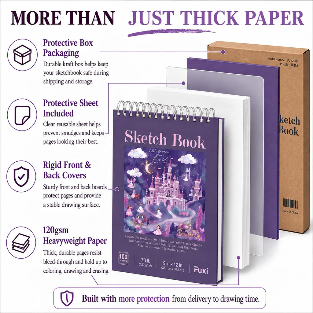 Fuxi Coloring Book & Sketchbook Set, 2-Pack, 9 x 12 in Jansha Store