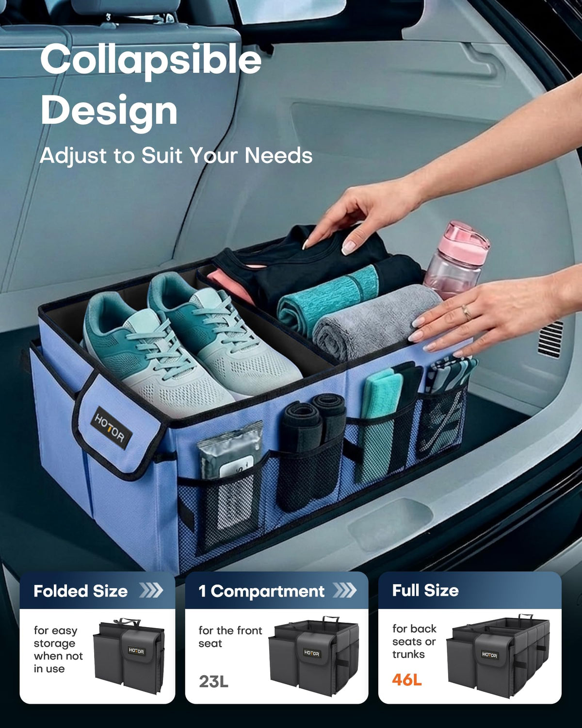 HOTOR Trunk Organizer - Foldable Car Organizer for SUVs & Sedans Storage Jansha Store